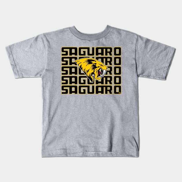 Saguaro Sabercats (Stacked - Black Lined) Kids T-Shirt by dhartist